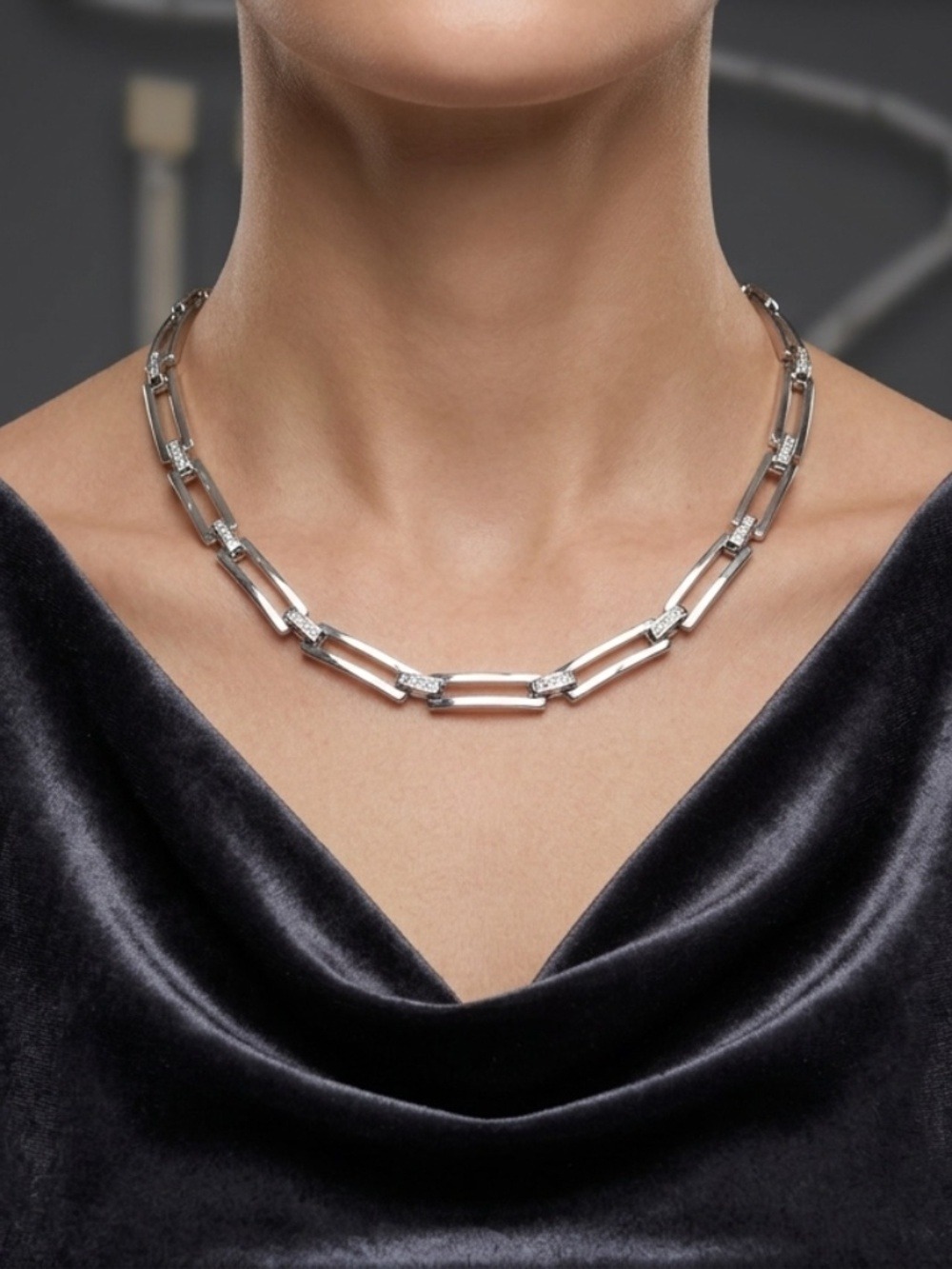 Classic Authentic Pure Silver Paperclip Chain Necklace